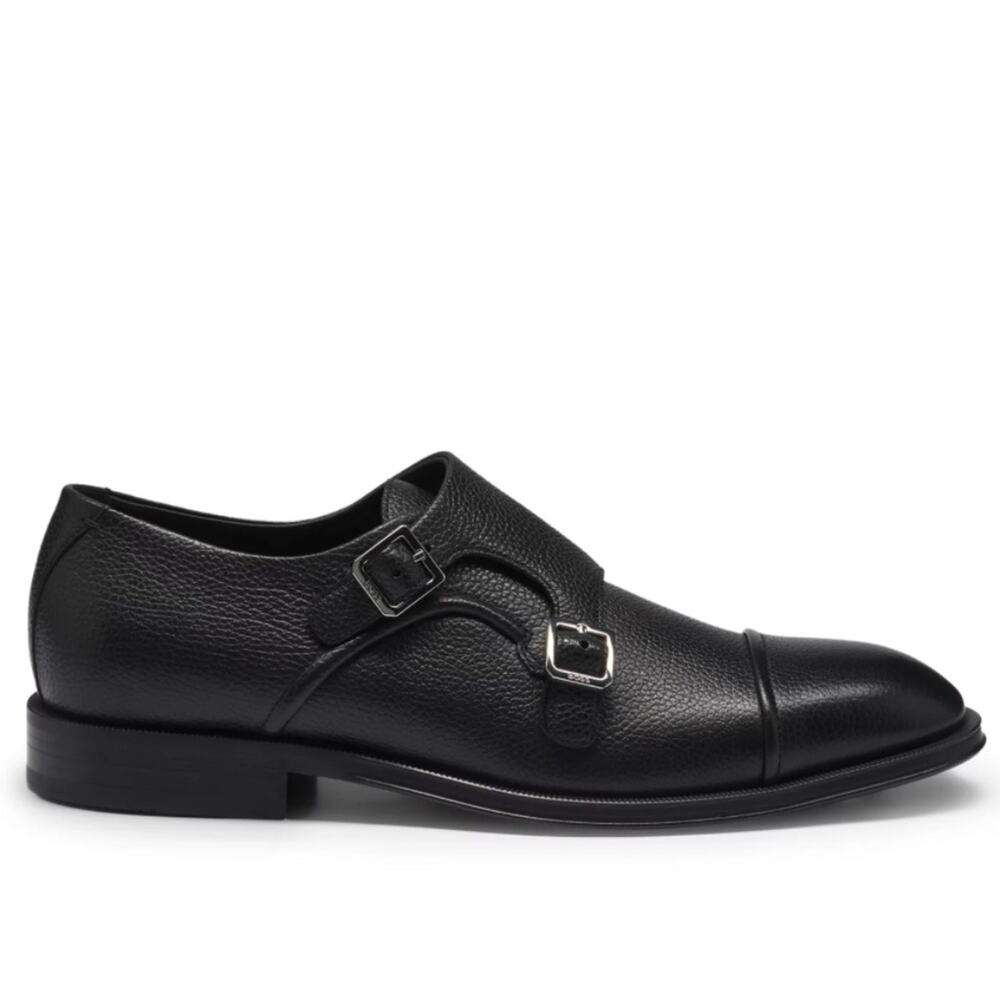BOSS Double Strap Monk Leather Grain Shoes Size 7.5